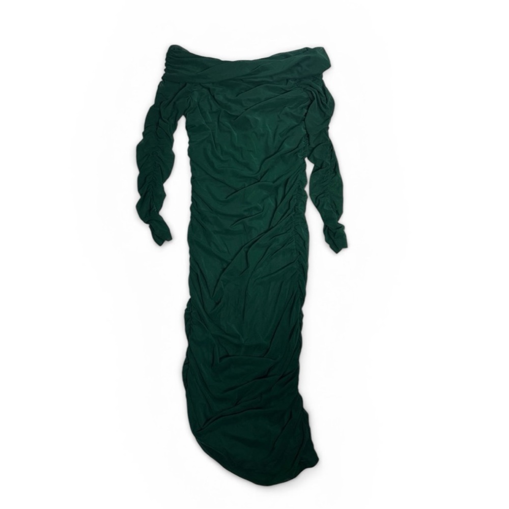 294. Prettygarden Chic Off-Shoulder Emerald Green Long Sleeve Dress — image 5 of 6